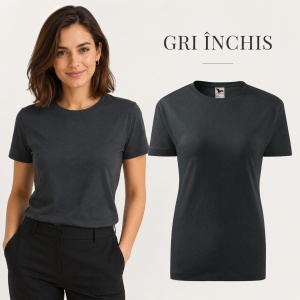 Tricou Damă din Bumbac 100%, Guler Rotund, Slim fit cambrat, XS-2XL, 23 Culori - Img 31