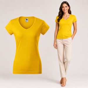 Tricou damă Malfini cu guler în V, 100% bumbac, croială feminină, 13 culori disponibile - Img 10