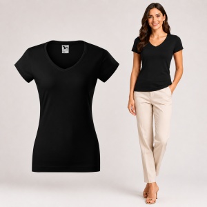 Tricou damă Malfini cu guler în V, 100% bumbac, croială feminină, 13 culori disponibile - Img 20