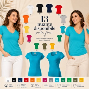 Tricou Damă Malfini Viper 161, 100% Bumbac, Single Jersey, Guler Rotund cu Decolteu Adânc, Croială Cambrată, 180 g/m², 13 Nuanțe, XS–2XL - Img 8