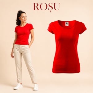 Tricou Damă Simplu cu Guler Rotund, Bumbac 100% – 30 Culori, XS–3XL - Img 15