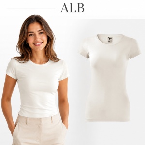 Tricou Damă Slim Fit Elastic, 95% Bumbac și 5% Elastan, Guler Rotund, Mâneci Scurte, 14 Culori, XS–2XL - Img 14