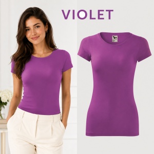 Tricou Damă Slim Fit Elastic, 95% Bumbac și 5% Elastan, Guler Rotund, Mâneci Scurte, 14 Culori, XS–2XL - Img 23