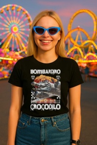 Tricou Dama Tralalero TraLaLa cu Bombardiro Crocodilo Italian Brainrot Meme (2)
