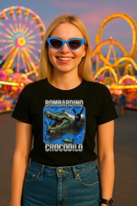 Tricou Dama Tralalero TraLaLa cu Italian Brainrot Bombardino Crocodilo Meme