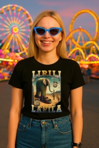 Tricou Dama Tralalero TraLaLa cu Lirili Larila Funny Italian Brainrot Meme - Img 3