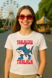 Tricou Dama Tralalero TraLaLa cu Tralalero Tralala Funny Italian brainrot Shark meme - Img 5