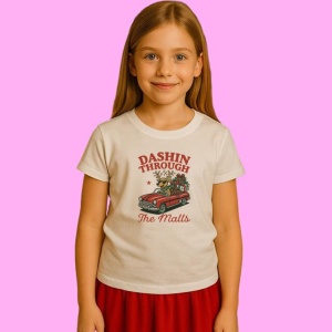 Tricou Dashin Through The Malls, din bumbac 100%, tricou alb, Copii | Dama | Barbat - Img 2