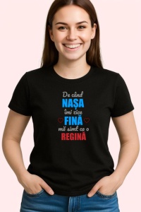 Tricou De Cand Nasa Imi Zice Fina Ma Simt Ca O Regina, din bumbac 100%, tricou negru Dama | Barbat - Img 2