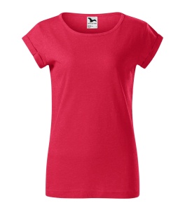 Tricou de dama cu maneci rulate de culoare rosu melanj
