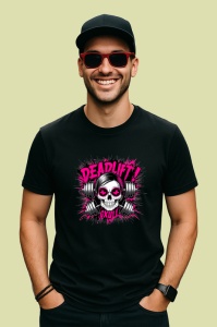 Tricou Deadlift Skull Roz Negru, Copii | Dama | Barbat, culoare negru - Img 2