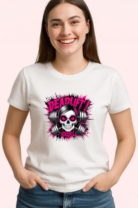 Tricou Deadlift Skull Roz Negru, Copii | Dama | Barbat - Img 4