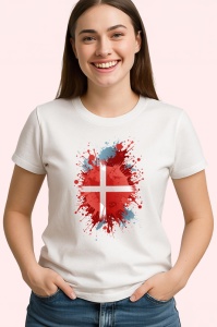 Tricou Denmark Steag Splash Art, Copii | Dama | Barbat - Img 3
