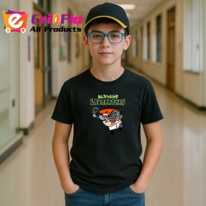 Tricou Dexters Laboratory copil geniu cu un laborator secret plin de inventii, Copii | Dama | Barbat , tricou negru
