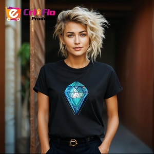 Tricou Diamant Turcoaz Poligonal, Copii | Dama | Barbat, culoare negru - Img 12