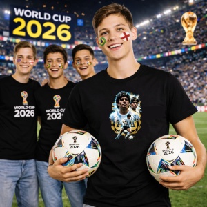 Tricou Diego Maradona Argentina World Cup Fifa 2026, din bumbac 100%, tricou negru, Copii | Dama | Barbat - Img 7