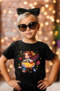 Tricou din bumbac 100% pentru copii, Belle, Back To School, scoala, educatie, povesti, personaje - Img 5