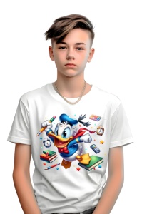 Tricou din bumbac 100% pentru copii, Donald Duck, Back To School, scoala, educatie, amuzament, personaje