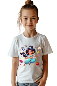 Tricou din bumbac 100% pentru copii, Jasmine, Back To School, scoala, educatie, exotice, personaje
