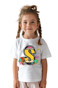 Tricou din bumbac 100% pentru copii, litera S, Back To School, educatie, creioane, carti - Img 2