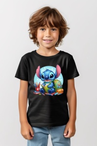 Tricou din bumbac 100% pentru copii, Stitch, Back To School, educatie, joaca, carti, creioane - Img 6