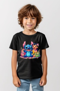 Tricou din bumbac 100% pentru copii, Stitch, Lilo, Back To School, educatie, joaca, creioane - Img 6