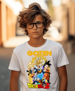 Tricou din bumbac, personalizat haios pentru copii cu Goten Dragon Ball Z - cadou