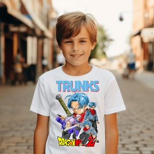 Tricou din bumbac, personalizat haios pentru copii cu Trunks Dragon Ball Z - cadou