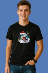 Tricou, dinozaur Cu Zambet Si Crengute Craciun, din bumbac 100% Copii | Dama | Barbat