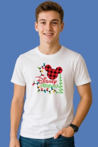 Tricou Disney Christmas Brad Color, din bumbac 100%, tricou alb, Copii | Dama | Barbat - Img 2