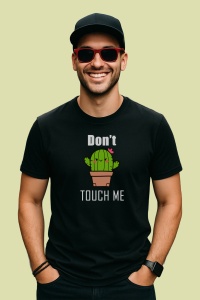 Tricou Dont Touch Me Cactus, din bumbac 100%, tricou negru, Dama | Barbat