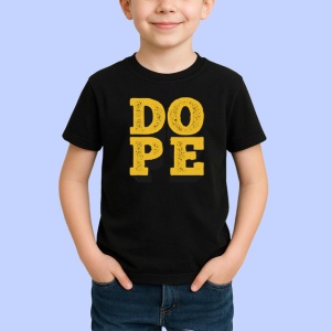 Tricou Dope Text Galben 3D V1, din bumbac 100%, tricou negru Copii | Dama | Barbat - Img 2