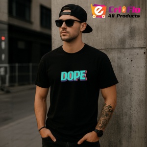 Tricou Dope Text Turcoaz Umbra Roz V2, din bumbac 100%, tricou negru Copii | Dama | Barbat - Img 6