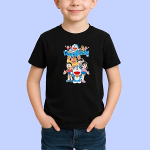 Tricou Doraemon robotul pisica albastra care ajuta cu gadgeturi din viitor, Copii | Dama | Barbat , tricou negru - Img 2