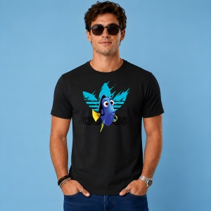 Tricou Dory Nemo Logo Paint Splash Albastru Urban Fish Design, din bumbac 100%, tricou negru, Copii | Dama | Barbat - Img 2