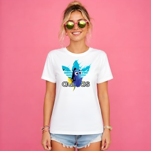 Tricou Dory Nemo Logo Paint Splash Albastru Urban Fish Design, din bumbac 100% Copii | Dama | Barbat - Img 3