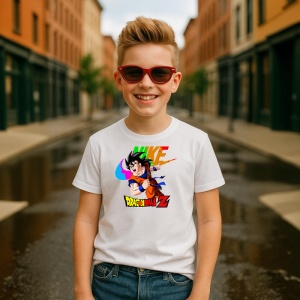 Tricou Dragon Ball Z Fire Tricou Alb - Copii | Dama | Barbat - Img 2
