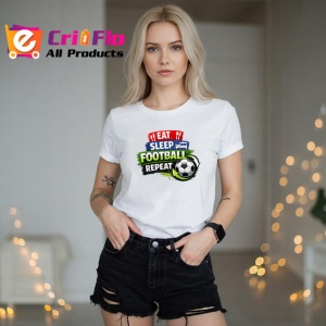 Tricou Eat Sleep Football Repeat Minge V2, din bumbac 100% , tricou alb pentru Copii | Dama | Barbat - Img 7