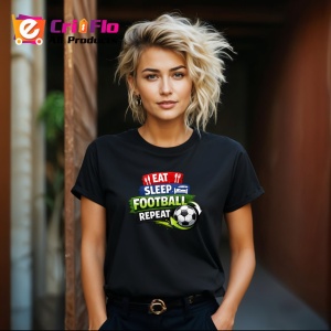 Tricou Eat Sleep Football Repeat Minge V2, din bumbac 100%, tricou negru Copii | Dama | Barbat - Img 8