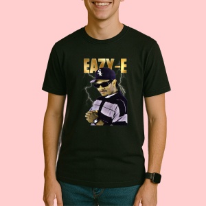 Tricou Eazy-E - Striped Shirt, muzica POP, Dama | Barbat | Copii, Culoare Negru - Img 3