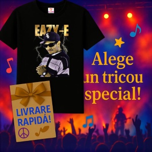 Tricou Eazy-E - Striped Shirt, muzica POP, Dama | Barbat | Copii, Culoare Negru - Img 7