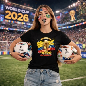 Tricou Ecuador World Cup 2026 Fifa V2, din bumbac 100%, tricou negru, Copii | Dama | Barbat - Img 9