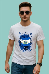 Tricou El Salvador Steag Splash Art, Copii | Dama | Barbat - Img 2