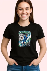 Tricou Eldor Shomurodov Uzbekistan Fotbal, din bumbac 100%, tricou negru Copii | Dama | Barbat - Img 3