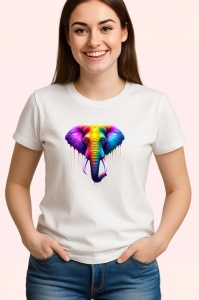 Tricou Elefant in stil pop art cu efecte de curcubeu Copii | Dama | Barbat - Img 3