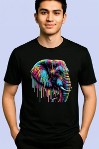 Tricou Elefant stil pop art imagine simbolica si vibranta Copii | Dama | Barbat, culoare negru - Img 2