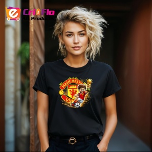 Tricou Emblema Manchester United Dracul Rosu Fotbal, din bumbac 100%, tricou negru Copii | Dama | Barbat - Img 8