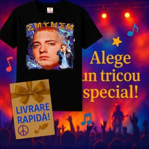 Tricou Eminem albastru cu miniatura, muzica METAL, Dama | Barbat | Copii, Culoare Negru - Img 15