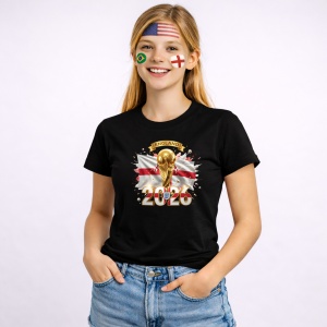 Tricou England World Cup 2026 Fifa V2, din bumbac 100%, tricou negru, Copii | Dama | Barbat - Img 3