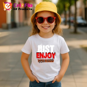 Tricou Enjoy This Life Font Rosu Stil Horror V1, din bumbac 100% , tricou alb pentru Copii | Dama | Barbat - Img 5